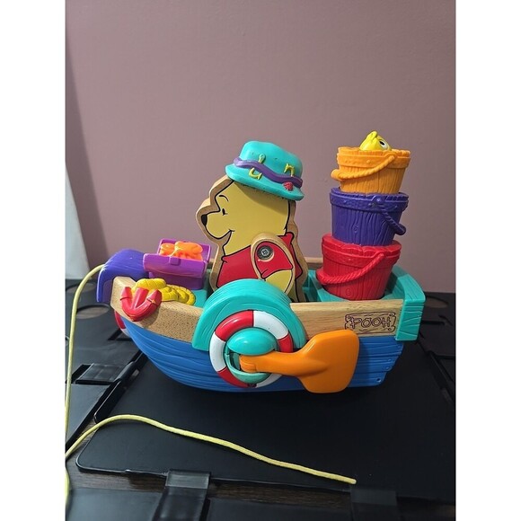 Fisher Price Disney Winnie the Pooh 2001 Pull Along Singing Boat Vtg Toy Works! - Picture 4 of 5